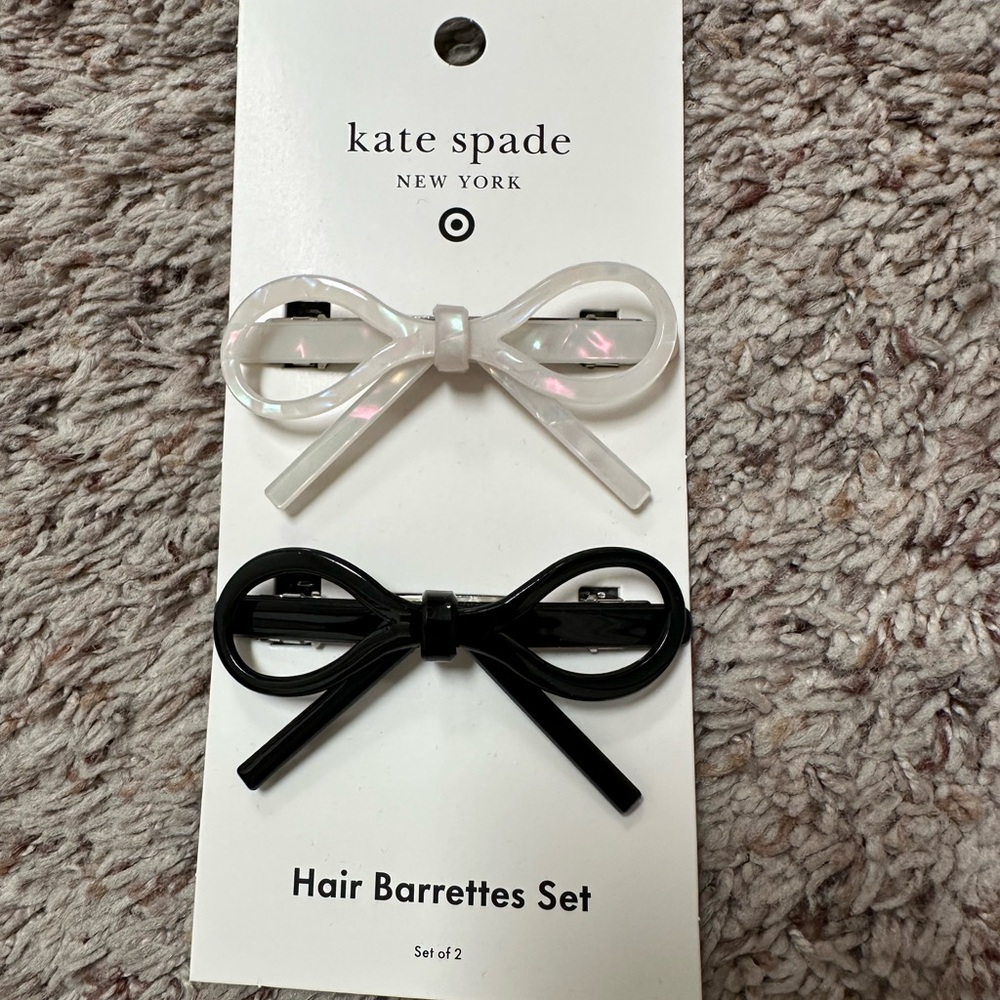 Kate Spade x Target 2 pack Black and White Bow Hair Barrettes